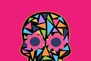 Skull Vector Triangle Pink Color