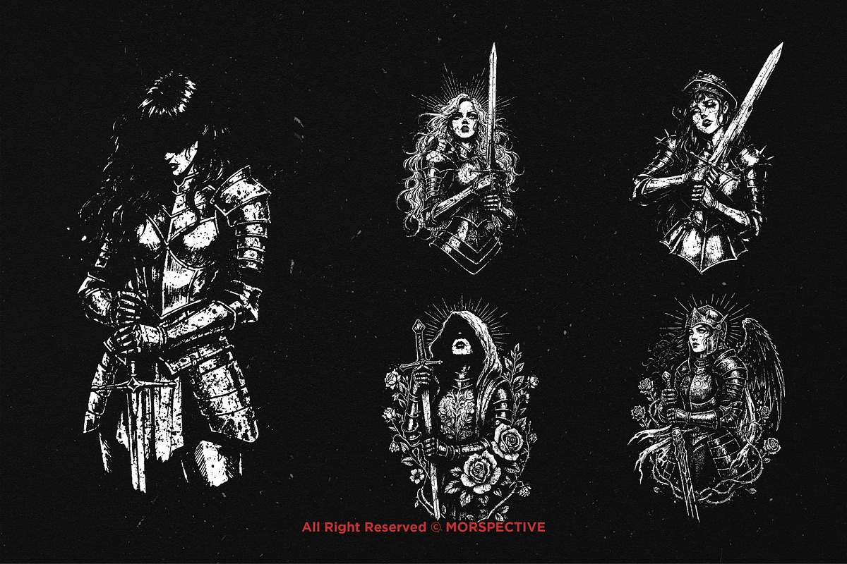 10 Bundle Dark Art Women Soldier, an Illustration by Morspective (Photo 5 of 7)