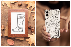 Birds, Leaves, Boots Illustrations