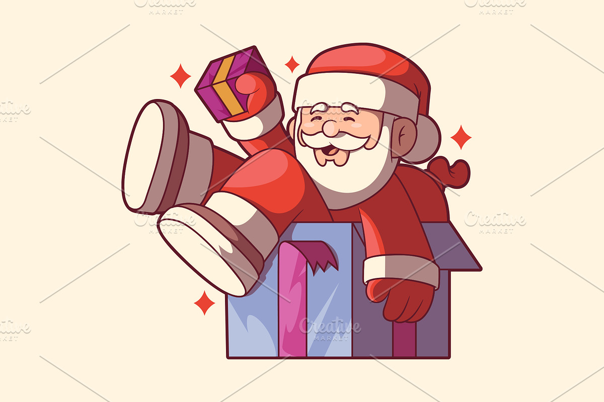 Santa Gift Box!, a Seasonal Illustration by pedrors (Photo 1 of 3)