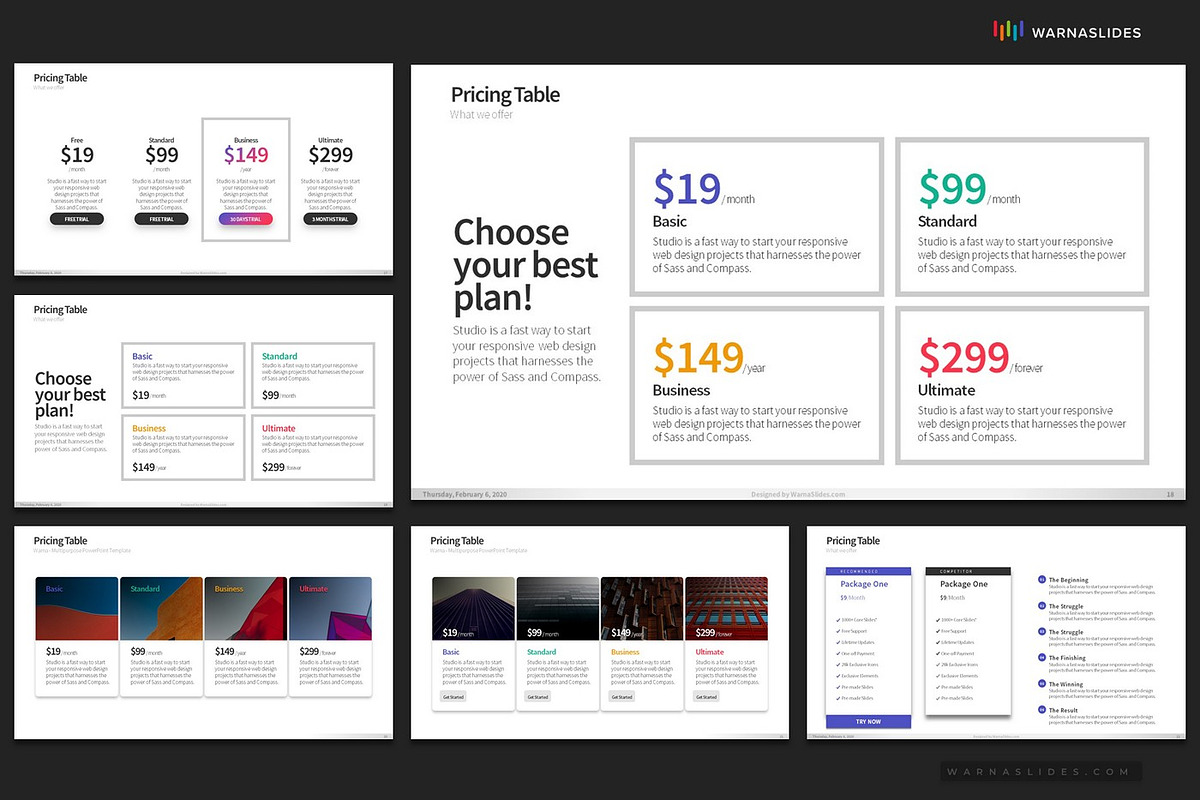 Pricing Table PowerPoint Templates, a Presentation Template by Warna Works (Photo 6 of 10)