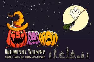 Halloween set, 55 vector items