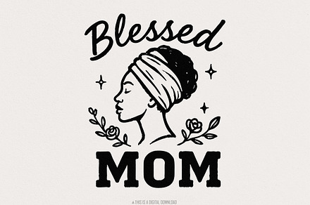 Blessed Mom PNG, Floral Afro Woman