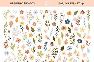 Boho Floral Clipart