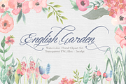 English Garden Watercolor clipart, an Illustration by The Autumn Rabbit Ltd (Thumbnail 1 of 2)