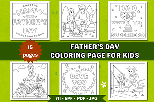 Father's Day Coloring Page For Kids, a Person Illustration by Salaly