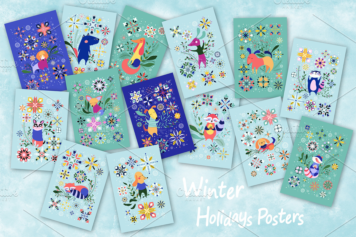 Winter Holidays with Dogs, an Animal Illustration by Lidiebug (Photo 4 of 7)