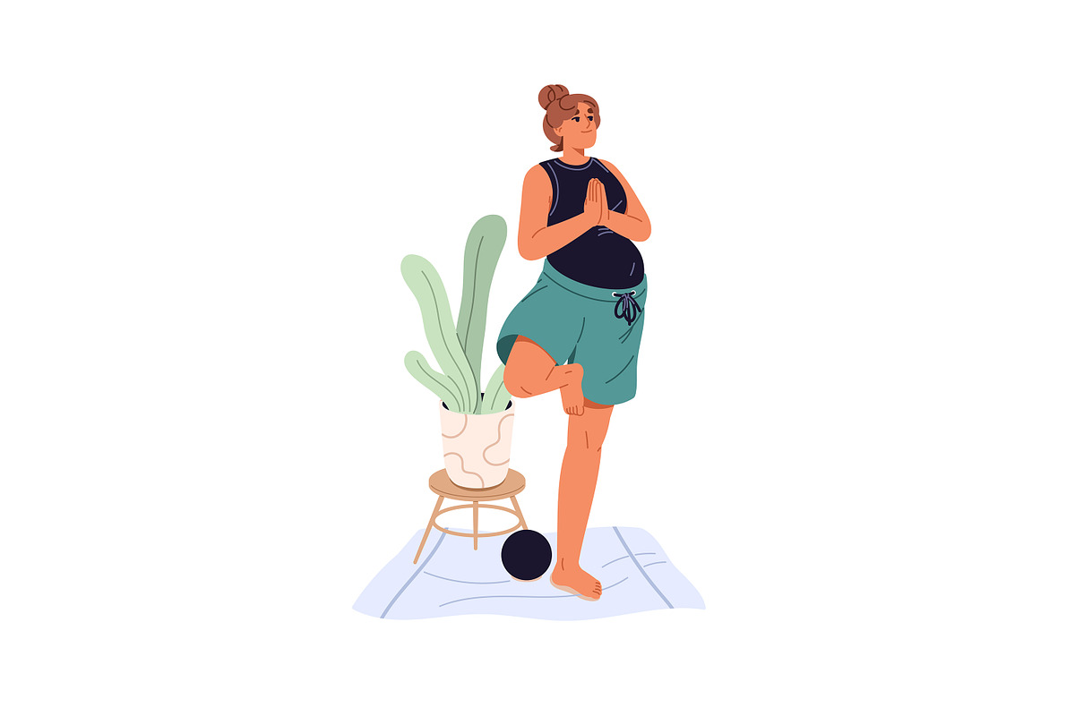 Pregnancy sport exercise, yoga set, a Person Illustration by PaperTrident (Photo 2 of 12)