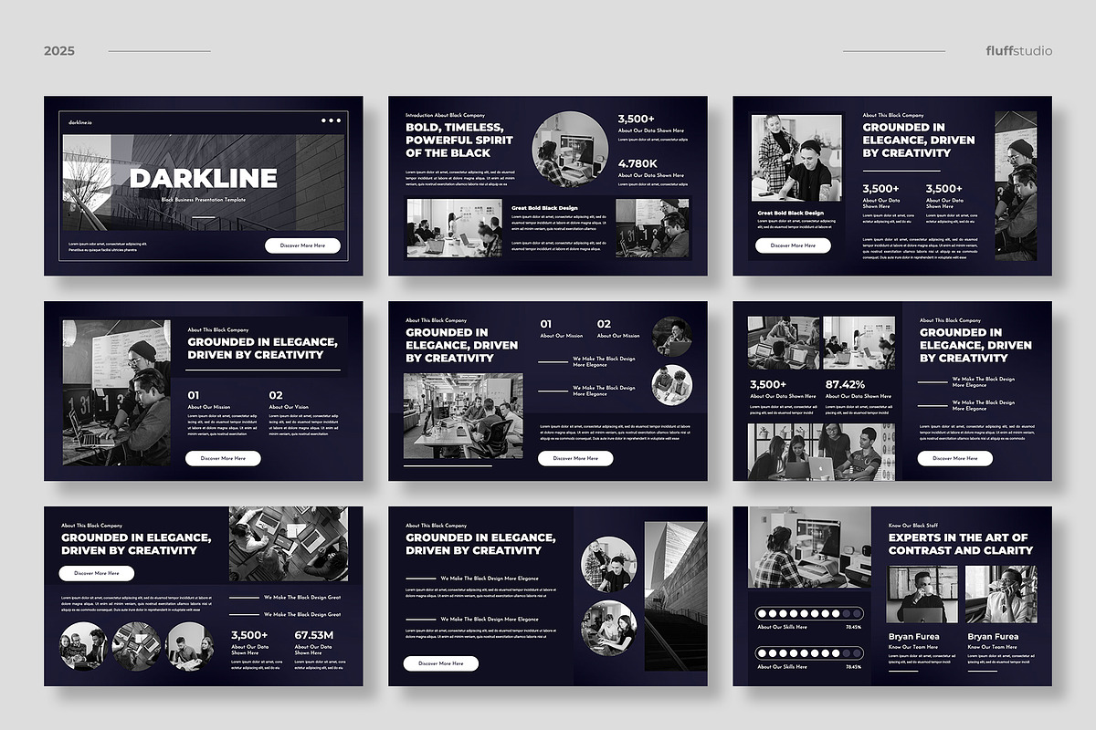 Black Google Slides Template preview 2