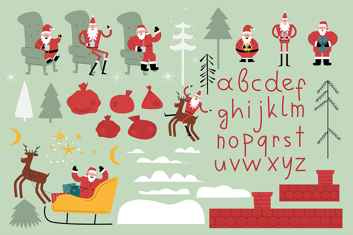 The Santa Trio clipart Collection, an Illustration by svetlatek (Photo 3 of 10)