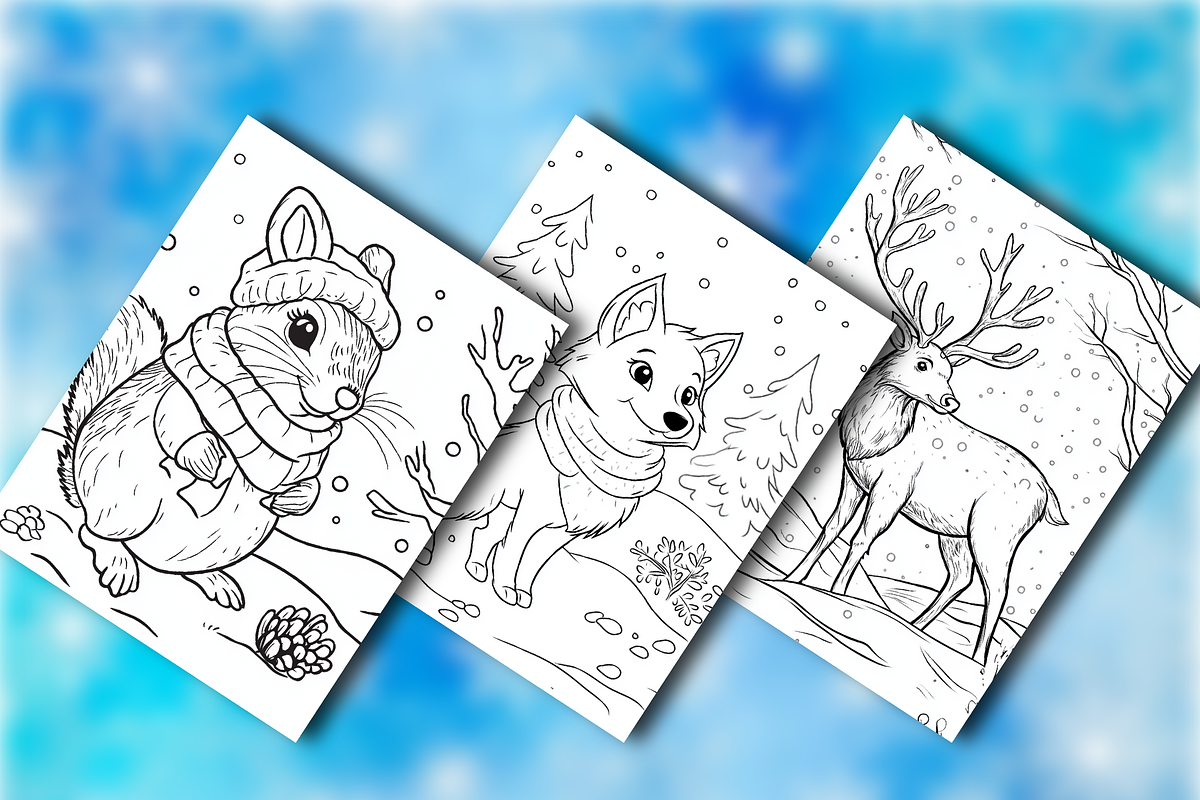 200 Winter Animas Coloring Pages, a Seasonal Illustration by BrandlyTemplate (Photo 3 of 4)