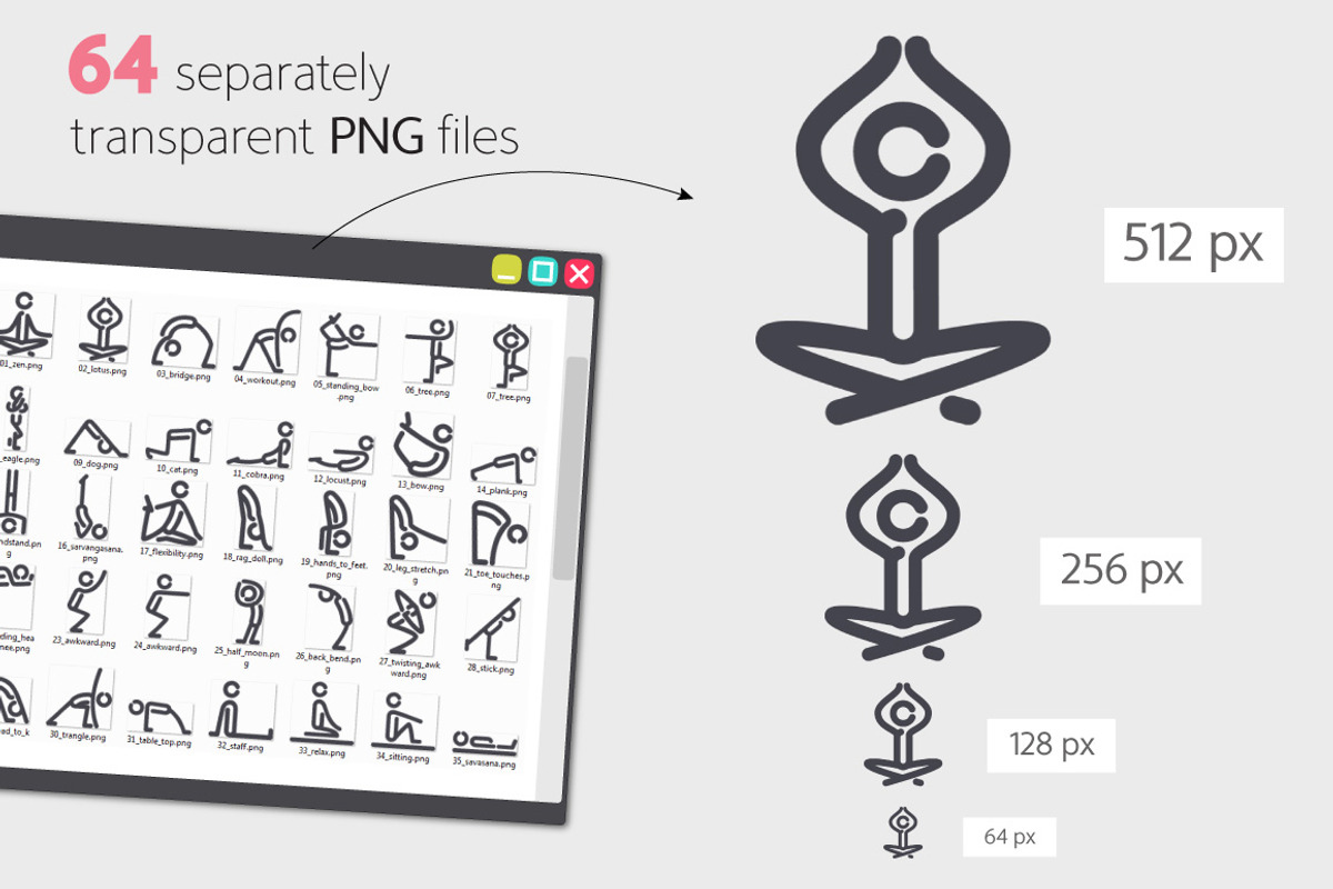 Yoga Line Icons Set, an Outline Icon by Voysla's Shop (Photo 3 of 4)