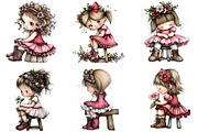 Cute Flower Girl Clipart, an Illustration by DreamArtGraphic (Thumbnail 4 of 5)