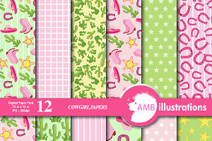 Cowgirl Digital Papers AMB-164