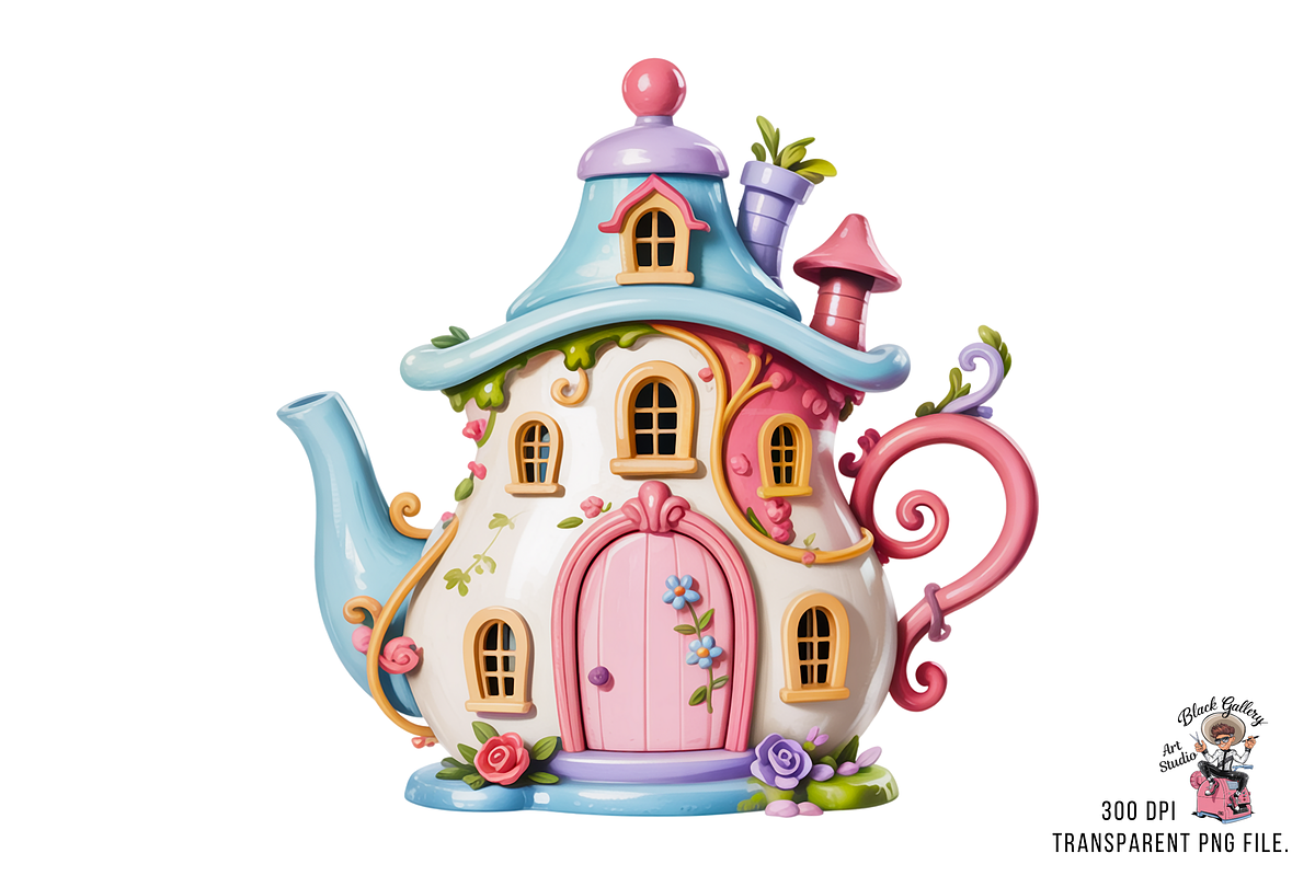 Teapot House PNG Clipart Bundle, a Graphic by Clipart Studio (Photo 2 of 11)