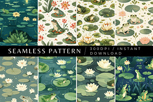 8 Frog Seamless Patterns, a Pattern Graphic by Inknfolly
