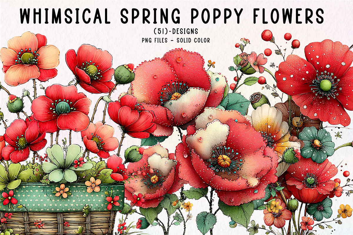 Whimsical Spring Poppy Flowers, an Illustration by CreationArt (Photo 1 of 10)