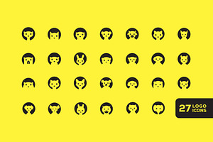 animal cute icon set collection logo, a Solid Icon by devastd