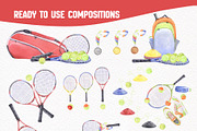 Tennis Academy Watercolor Collection, a Sport Illustration by WatercolorElena (Thumbnail 7 of 13)