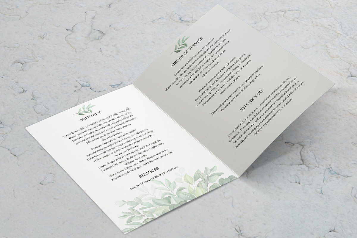 Floral Funeral Program Template, an Invitation Template by SmmrDesign