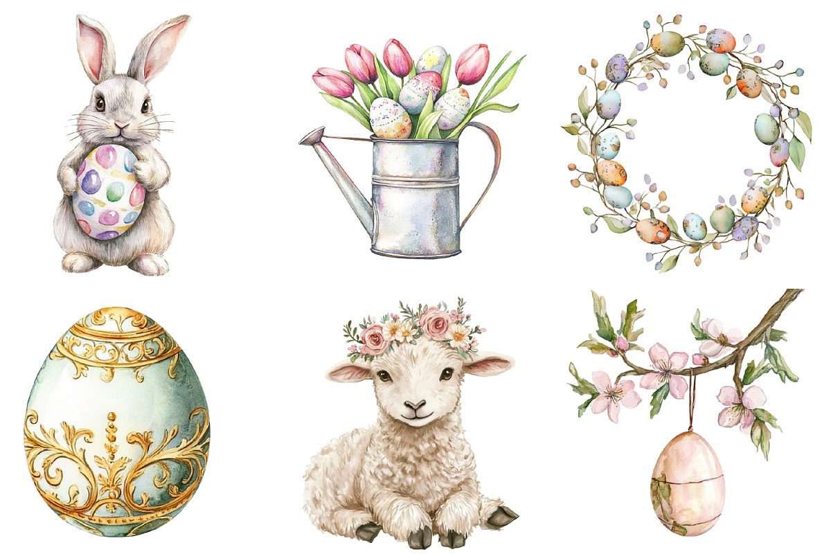 Watercolor Easter Vibes Clipart PNG, an Illustration by SinaCreation (Photo 3 of 5)