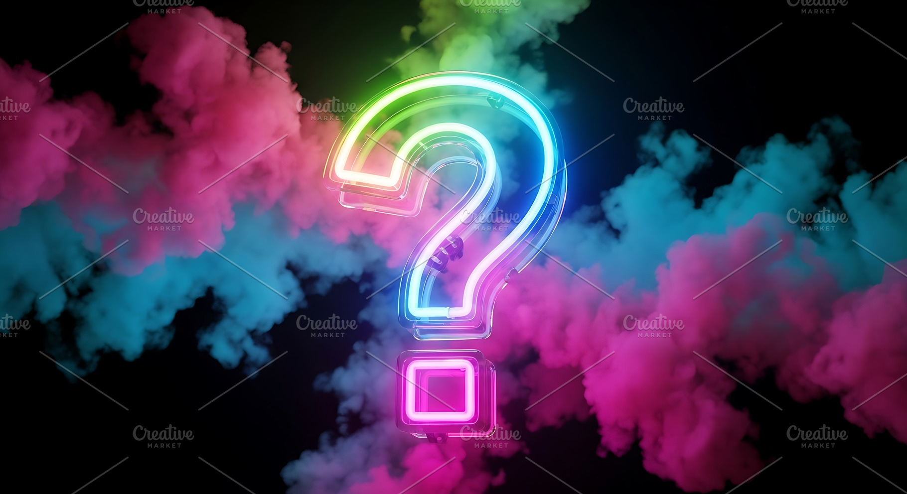 Neon question mark with pink blue an, a Background Photo by Artonix