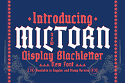 Miltorn - Display Blacklatter, a Font by Letterhend Studio (Thumbnail 1 of 9)