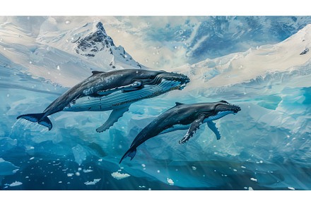 Two Dolphins Swimming in the Ocean, an Animal Photo by Goinyk