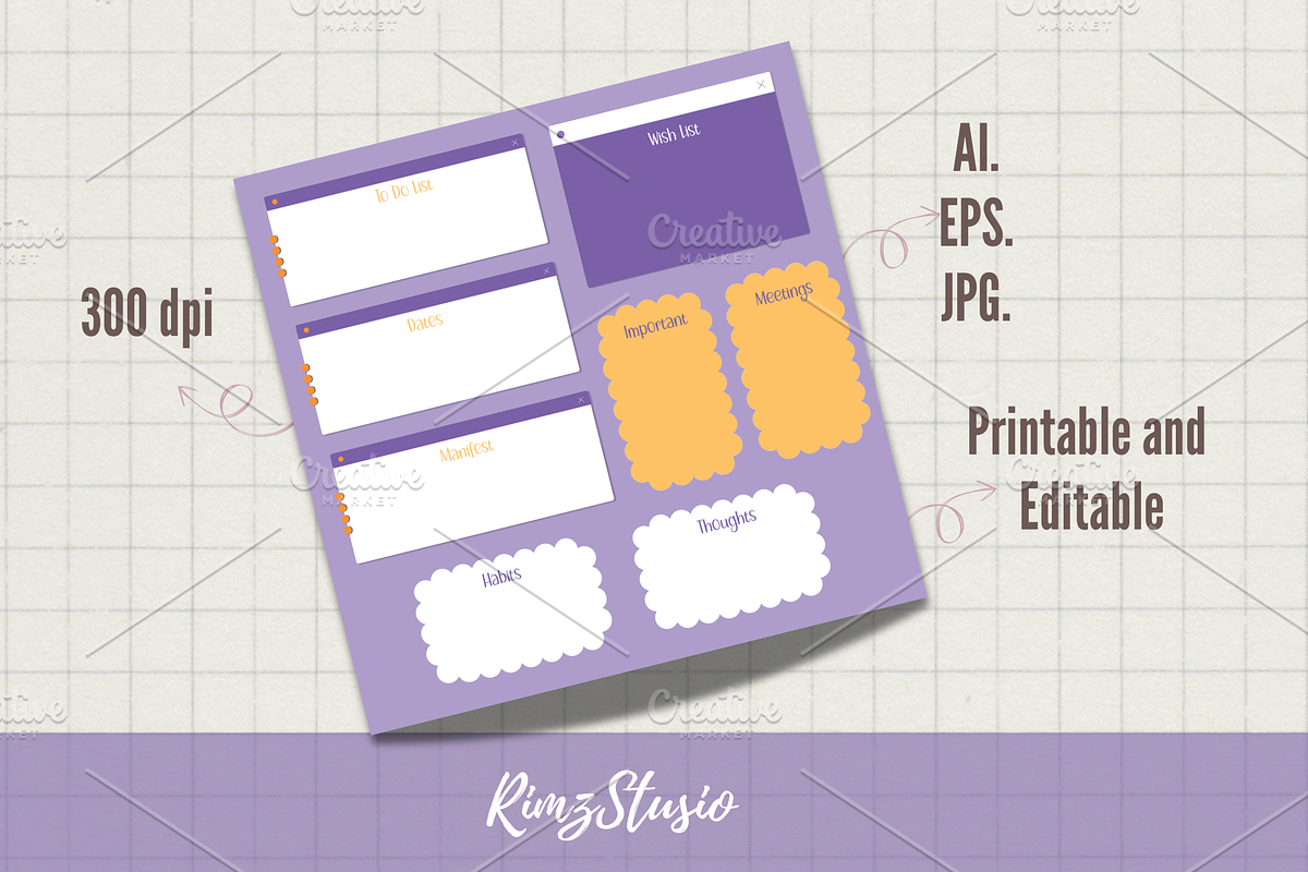 Purple Window Planner Sticker Set, an Object Illustration by RimzStudio (Photo 3 of 5)