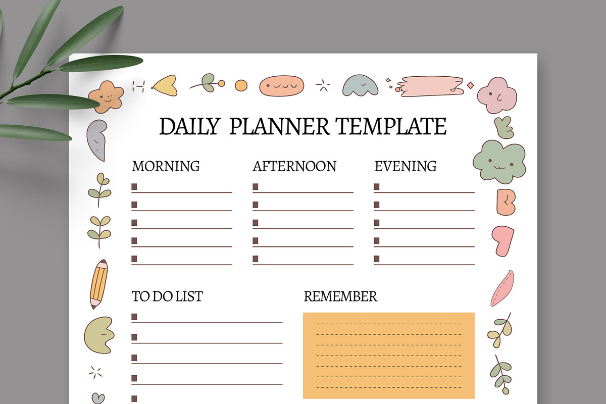 Cute Illustrated Daily Planner, a Stationery Template by ContestDesign (Photo 2 of 3)