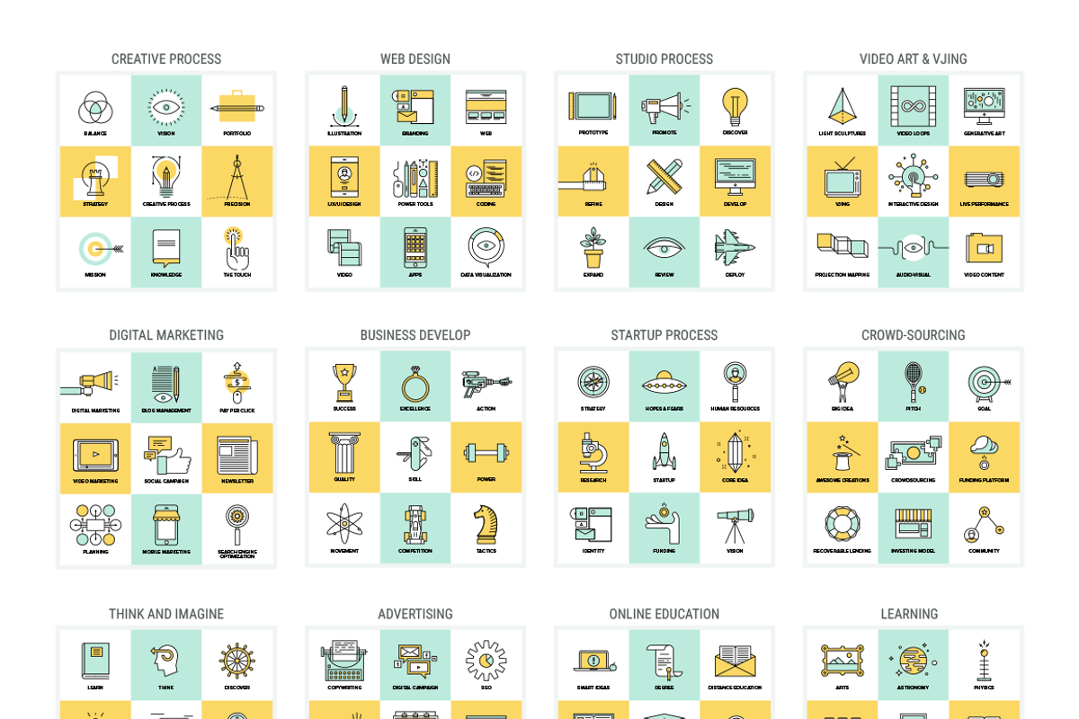 Big Pack of Flat Line Illustrations, an Outline Icon by Anatolii Babii (Photo 2 of 2)