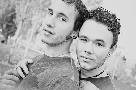 Gay couple stock photo containing adult and background