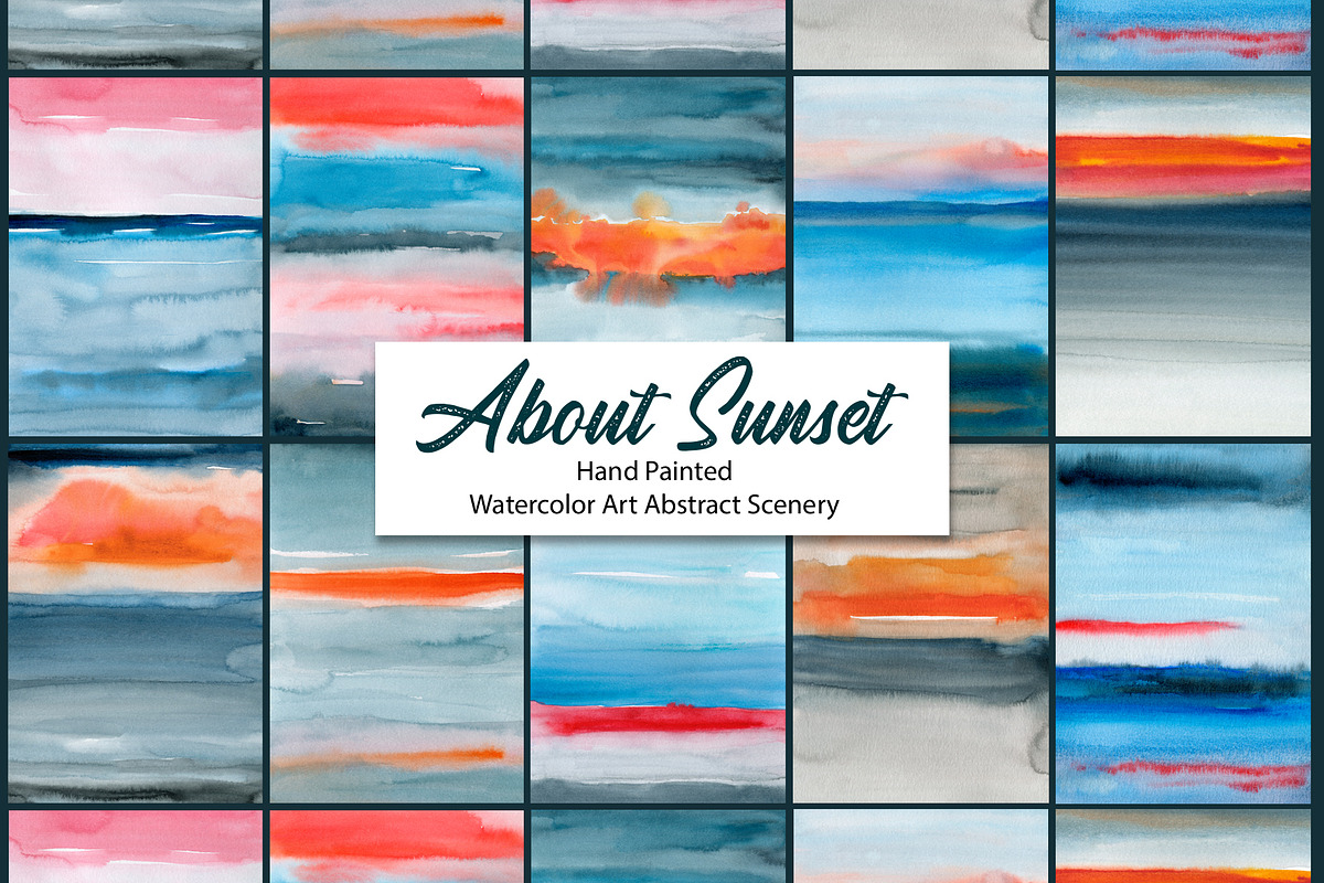 About Sunset, Watercolor Scenery, a Background Graphic by Marmoris.Arts (Photo 1 of 17)