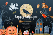 Happy Halloween watercolor set, a Decorative Illustration by Natalia Fedorova (Thumbnail 1 of 14)