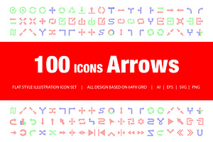100 Arrows Flat Style Icons, an Icon by sripfoto
