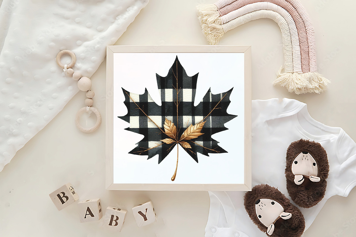 Black Gingham Autumn Clipart, an Illustration by CraftArtStudio (Photo 6 of 6)