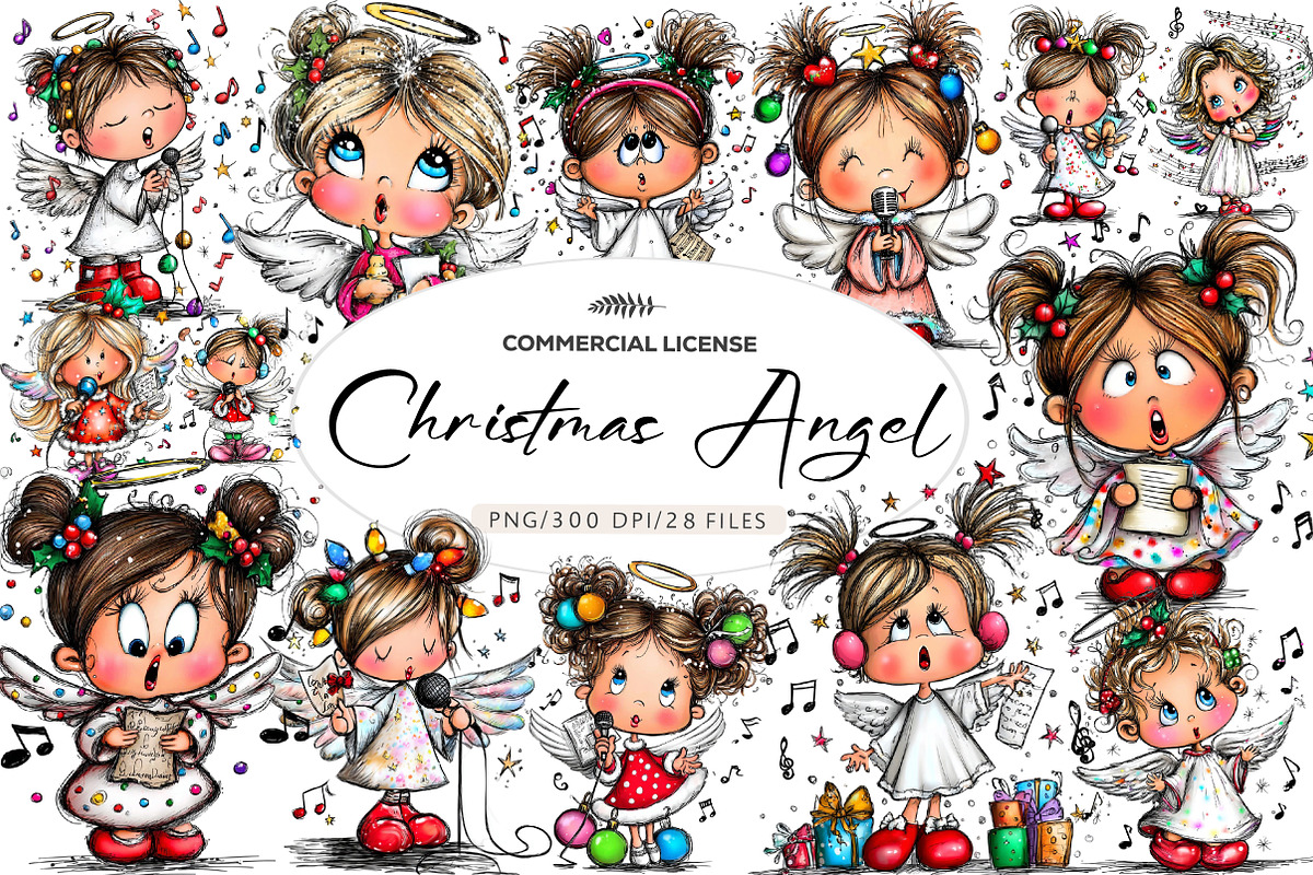 Cartoon-style Christmas Angel, an Illustration by CreationArt (Photo 1 of 5)