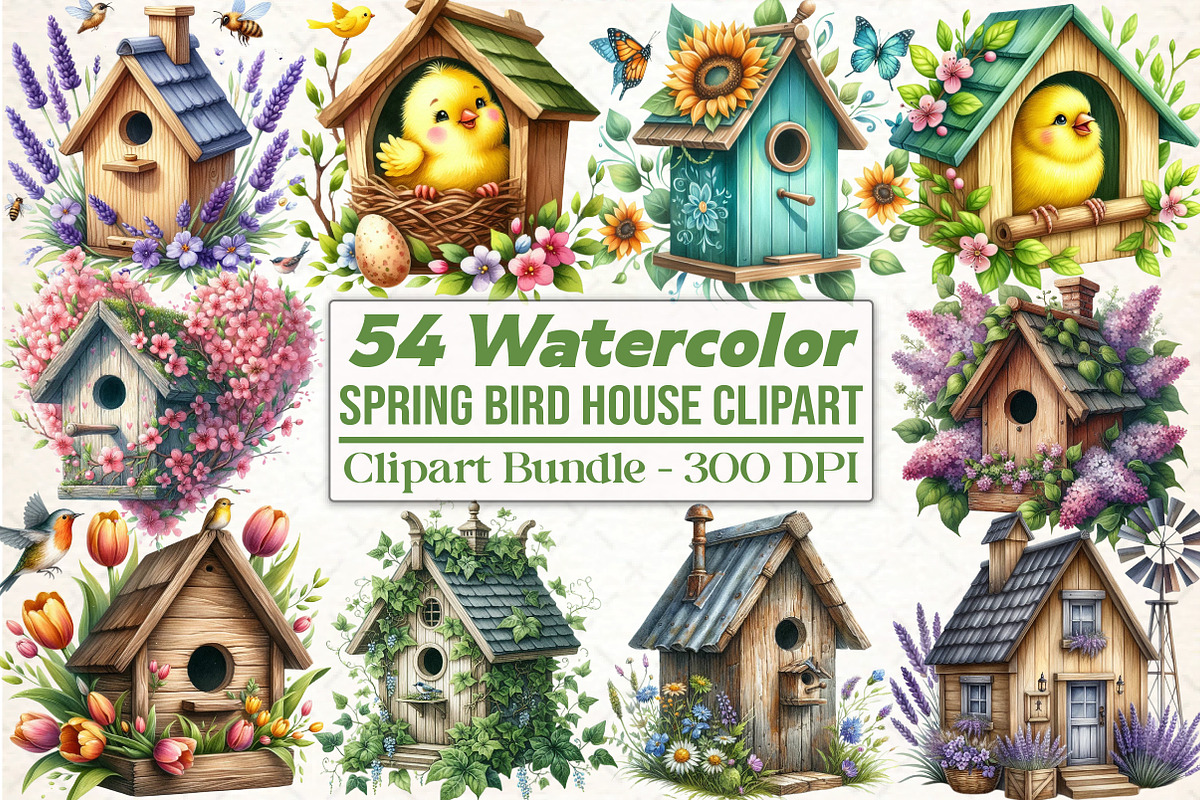 Spring Bird House ClipArt's, an Illustration by DreamCafeArt (Photo 1 of 5)
