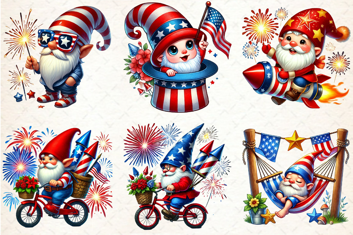 4th Of July gnomes Sublimation Clipa, an Illustration by Rose Art (Photo 5 of 7)