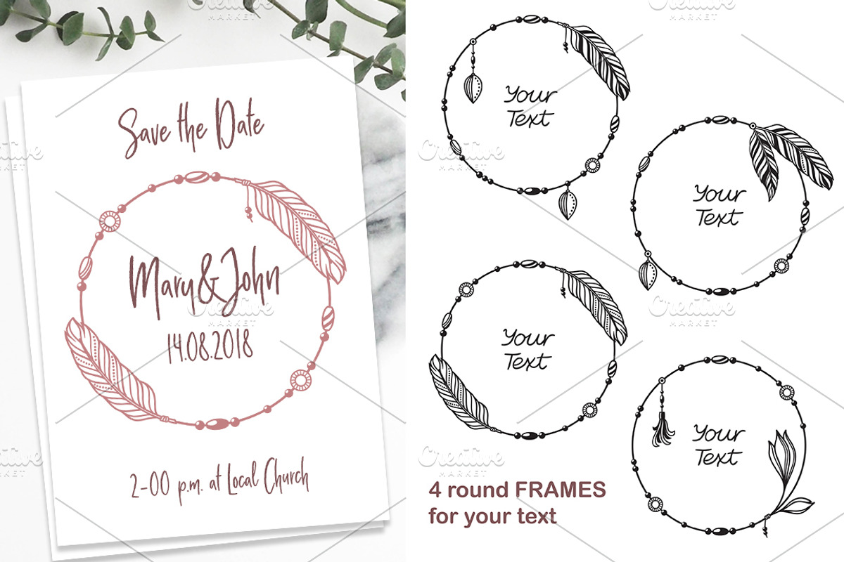 Boho elements, frames, patterns, a Background Graphic by InkySplash (Photo 3 of 5)