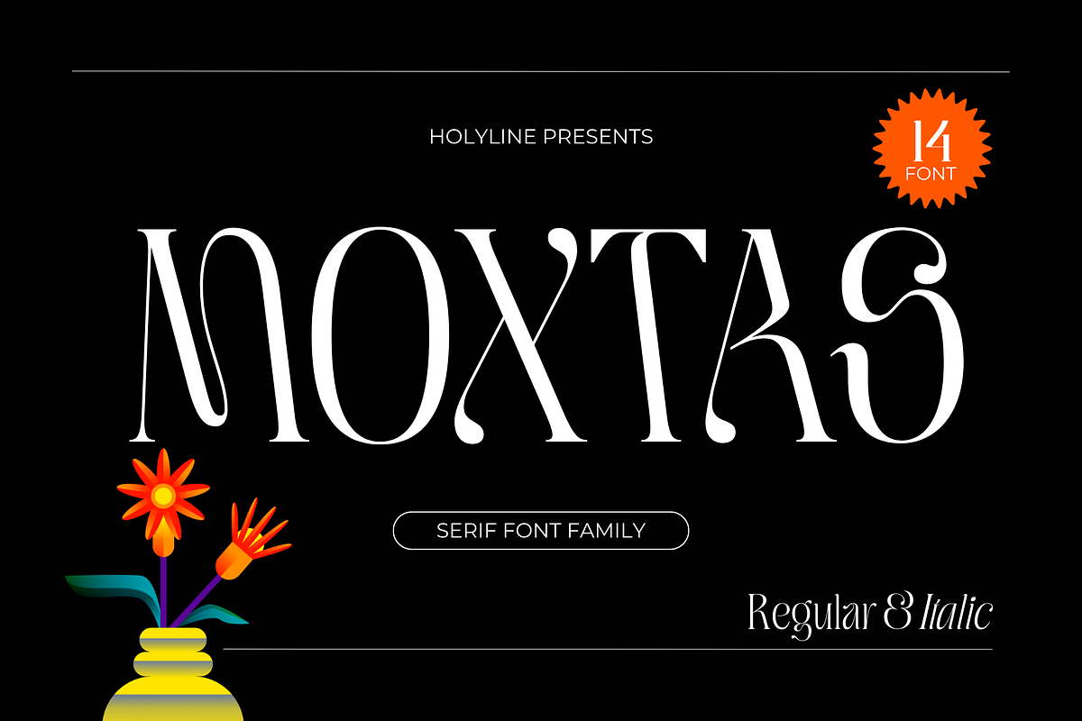 Moxtas - Display Family, a Serif Font by Holyline Design (Photo 1 of 17)