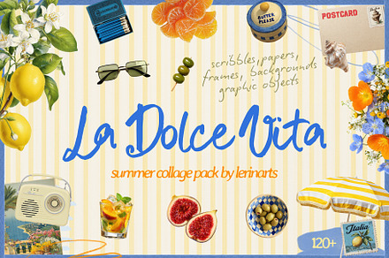 La Dolce Vita Summer Collage Pack, an Object Graphic by lerinartstudio