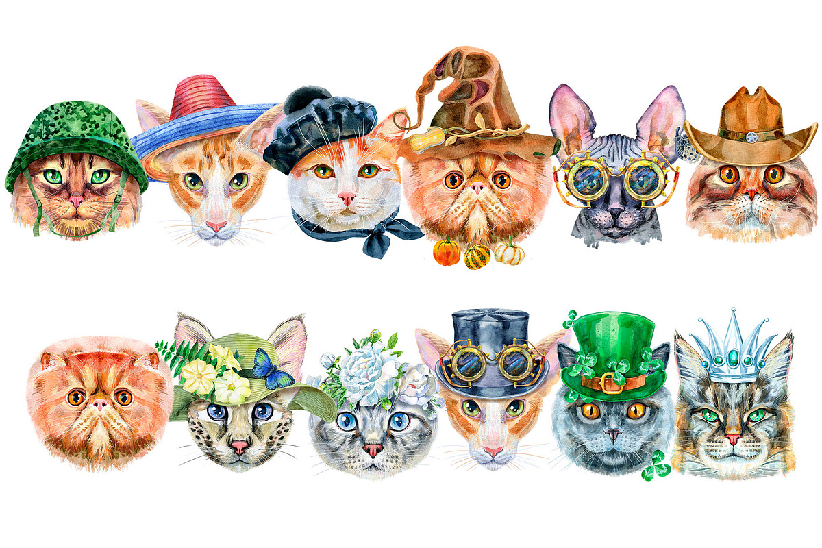 Watercolor borders from cats, an Animal Illustration by Watercolor fantasy (Photo 8 of 9)
