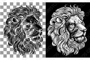 Lion Lions Head Woodcut Vintage