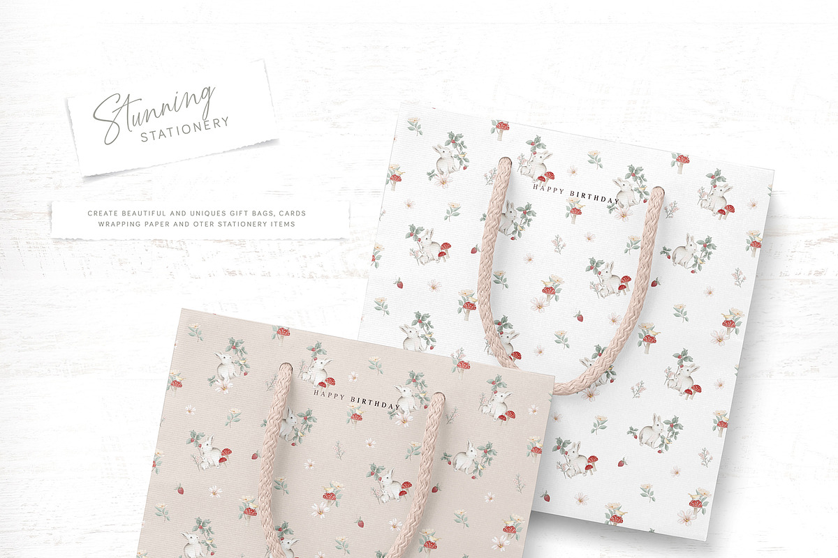 Cute Strawberry and Bunny Pattern, a Pattern Graphic by bhldesigns (Photo 3 of 4)