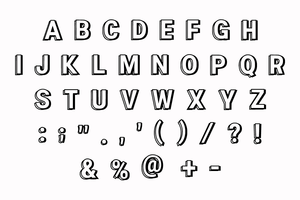 SUPER BURGER  DOUBLE OUTLINE FONT, a Handwritten Font by Fourteen Letter (Photo 3 of 8)