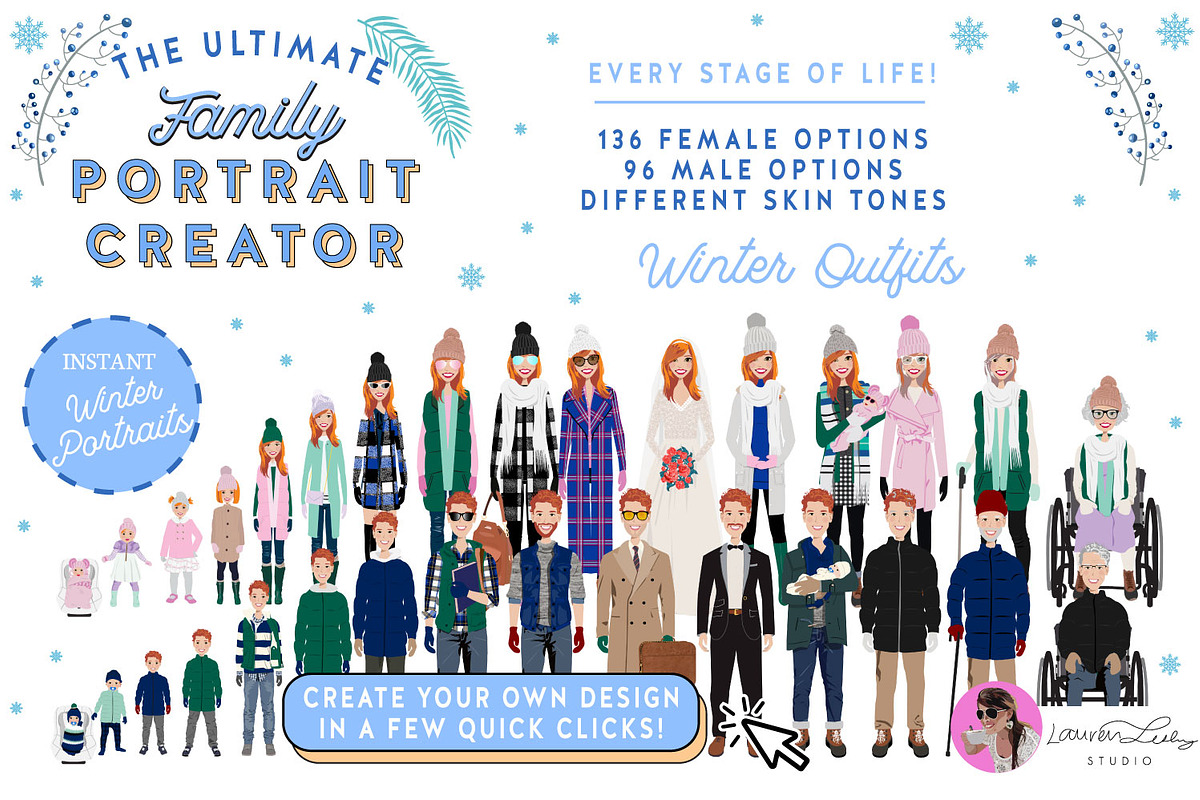 Portrait Creator Winter Family, a Person Illustration by Lauren Lesley Studio (Photo 6 of 17)