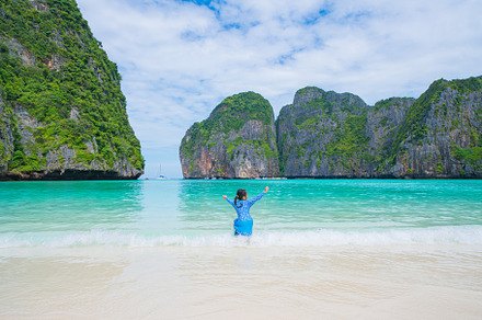 beautiful nature scenic landscape famous landmark beach Maya bay, a Nature Photo by Casanowe-studio