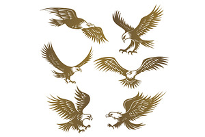 Eagles Stylized. Flying Wild Freedom