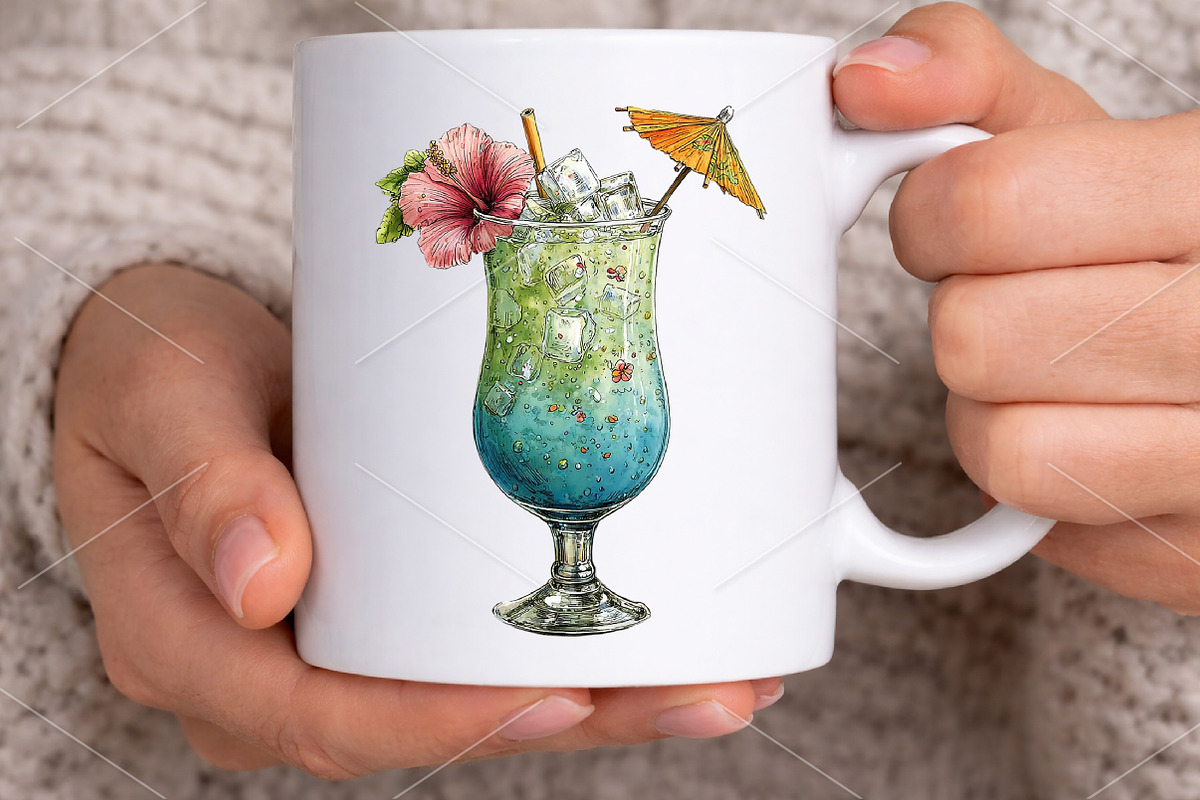Whimsical Summer Cocktail Clipart, a Seasonal Illustration by Canvas Craft (Photo 6 of 7)